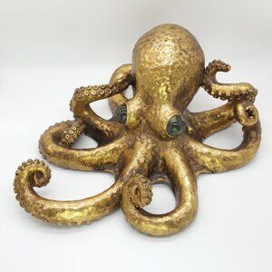 Gold Octopus Sculpture Figurine Coastal Nautical Accent Luxury Décor Gift